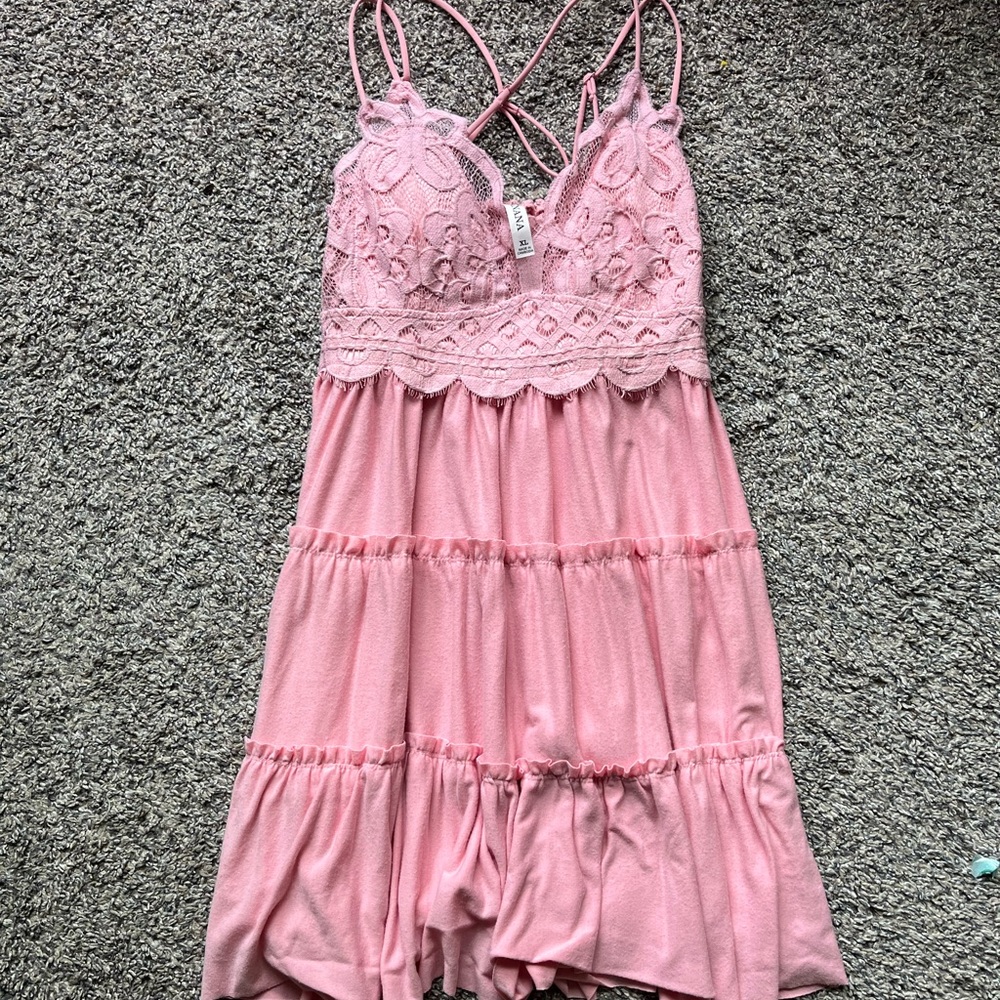 Lace Mini Dress color: Pink